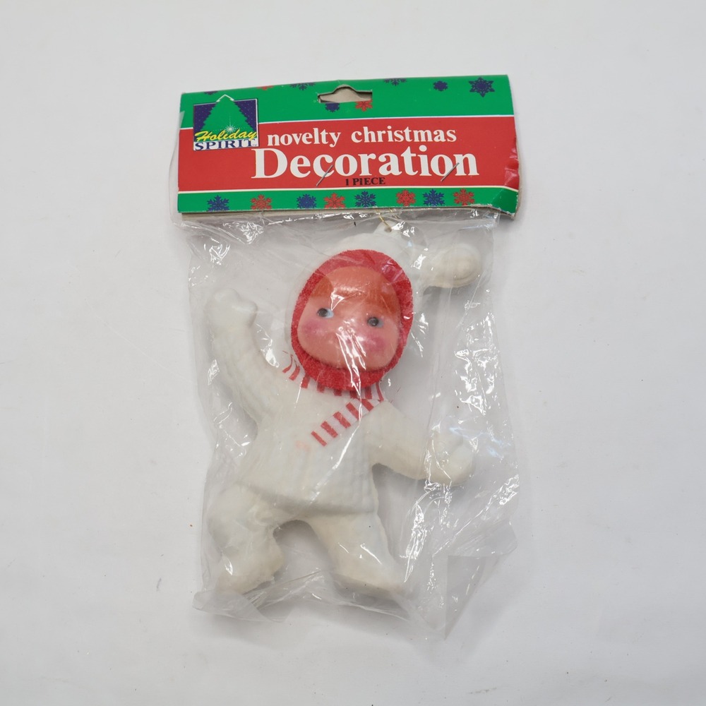 Vintage 1992 Holiday Spirit Flocked Pixie Elf Christmas Ornament Novelty New NOS